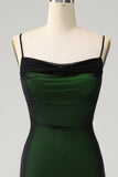 Black Green Spaghetti Straps Mermaid Chiffon Bridesmaid Dress