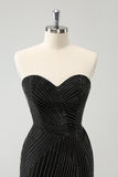 Sparkly Black Strapless Bodycon Mini Homecoming Dress