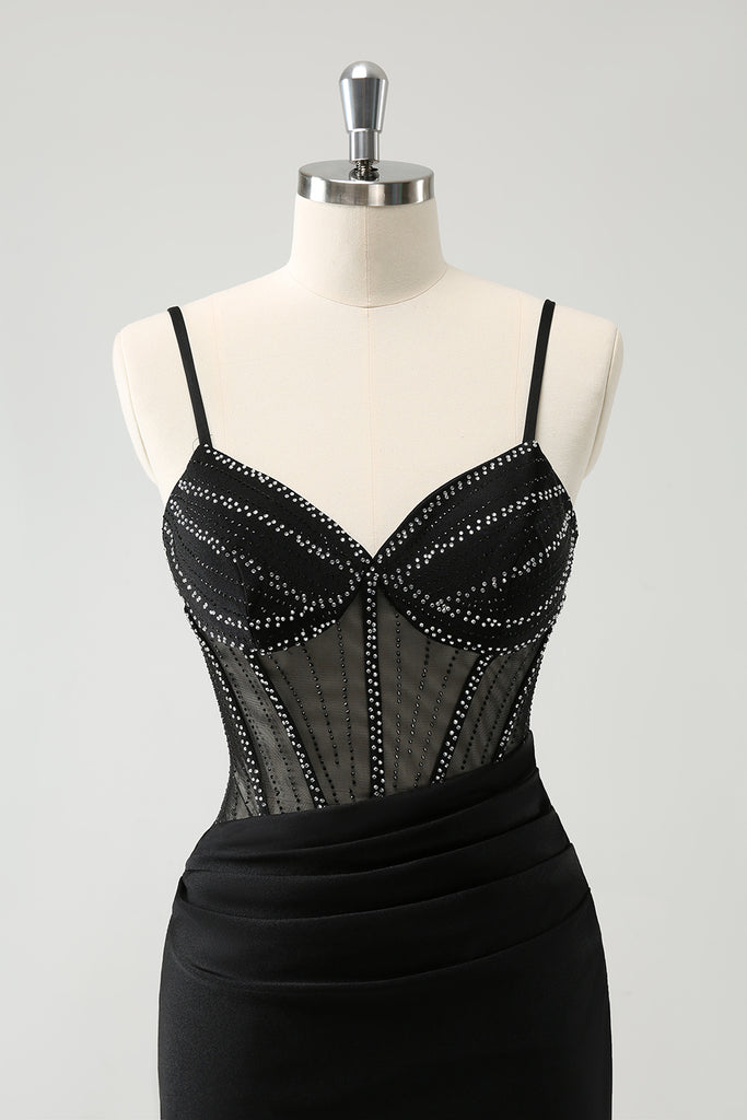 Black Homecoming Dresses Straps Bodycon Mini Cocktail Dress