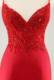 Sparkly Red Bodycon Spaghetti Straps Homecoming Dress with Sequins