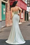 Stylish Lilac Mermaid Pleated Sequin Corset Long Prom Dress With Slit