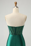 Dark Green Bodycon Strapless Corset Short Homecoming Dress