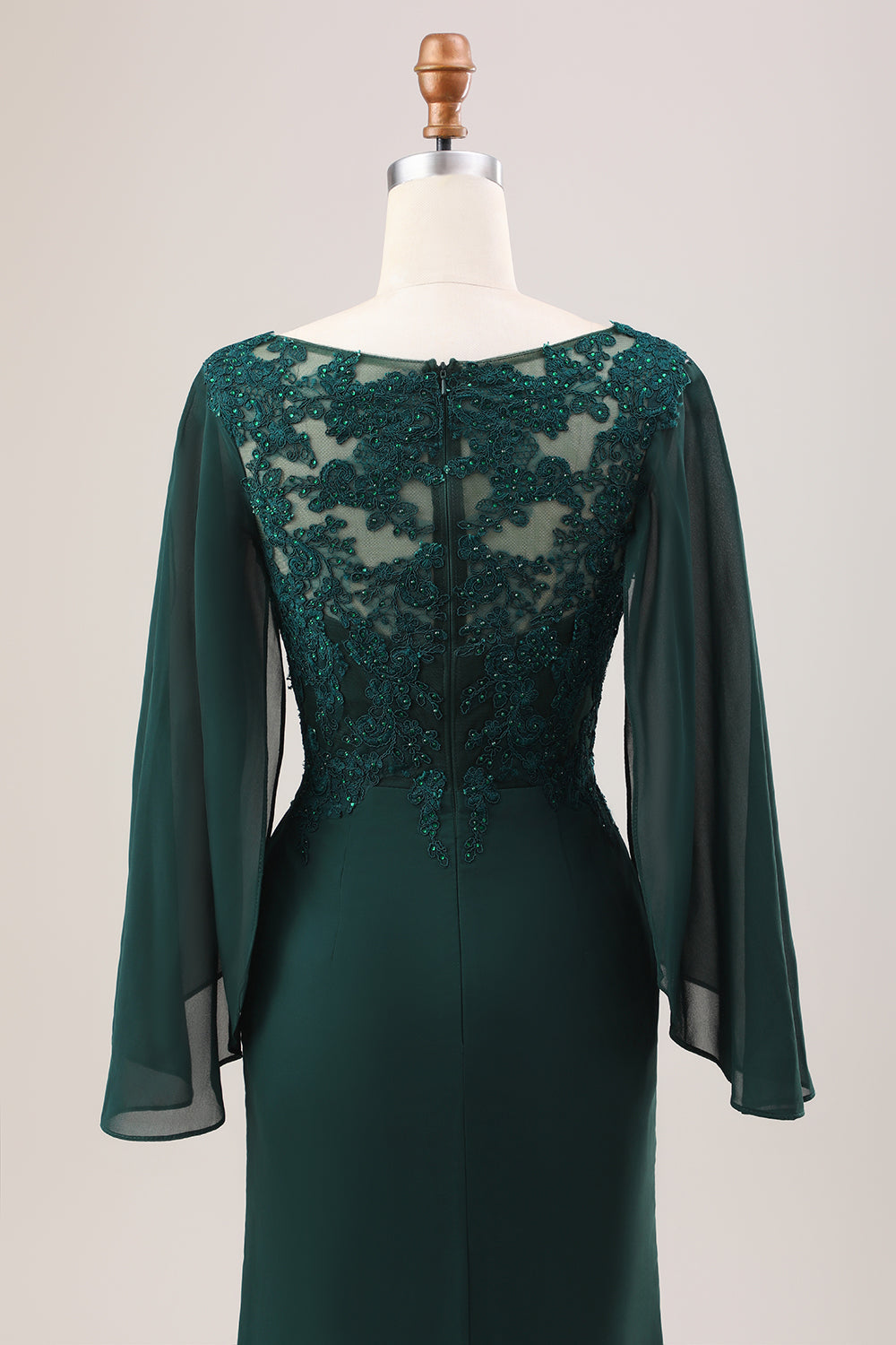 ZAPAKA Women Glitter Dark Green Mermaid Mother of Bride Dress with Appliques V Neck Long Sleeves Beaded Long Formal Dress ZAPAKA Women Glitter Dark Green Mermaid Mother of Bride Dress with Appliques V Neck Long Sleeves Beaded Long Formal Dress