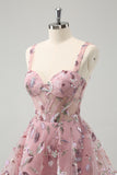 Blush A-Line Spaghetti Straps Short Corset Homecoming Dress with Beading