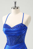 Sparkly Royal Blue Tight Corset Short Homecoming Dress with Lace Up Back