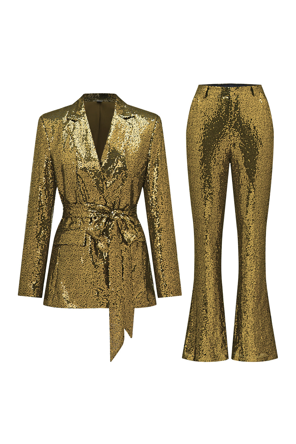 gold dress suits for women Sparkly Gold Sequins Women's Suits 2 Pieces Wedding Evening Party Wear Blazers