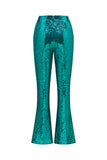 Glitter Green Sequins Notched Lapel Women Suits with Belt