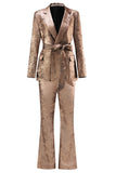 Golden 2 Piece Women's Suits with Belt