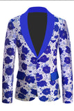 Royal Blue Shawl Lapel Jacquard Men's Prom Blazer