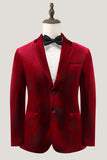 Notched Lapel Burgundy Velvet Single Breasted Men's Prom Blazer