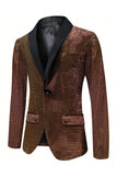 Brown Shawl Lapel One Button Men's Prom Blazer