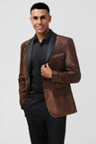 Brown Shawl Lapel One Button Men's Prom Blazer