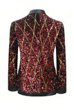 Sparkly Red Sequins Shawl Lapel Men's Party Blazer