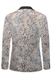 Leopard Printed Notched Lapel Men's Blazer