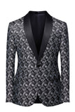 Black Shawl Lapel Print Men's Blazer