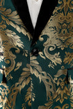 Dark Green Shawl Lapel One Button Jacquard Men's Prom Blazer