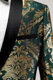 Dark Green Shawl Lapel One Button Jacquard Men's Prom Blazer