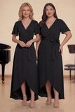 Royal Blue A-Line V-Neck Long Choir Dress with Short Sleeves