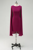 Grape Bodycon Cocktail Party Dress With Cape