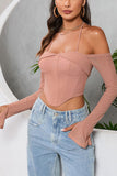 Blush Halter Off the Shoulder Corset Top