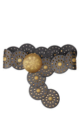 Zapaka Women Boho Western Cowgirl Wide Hollow Disc Belt – ZAPAKA