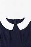 Navy Round Neck A Line Vintage 1950s Dress