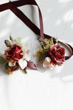 Elegant Blush Prom Wrist Corsage and Men‘s Boutonniere For Wedding Party