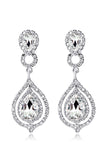 Bridal Wedding White Crystal Teardrop Pendant Earrings