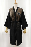 Black Sparkly Bride Robe with Rhinestones