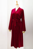 Burgundy Velvet Bride and Bridesmaid Tea Length Robe