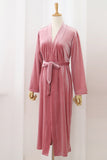 Burgundy Velvet Bride and Bridesmaid Tea Length Robe