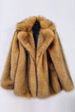 Brown Open Front Shaggy Faux Fur Women's Coat