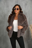 Black Shawl Lapel Short Fitted Faux Fur