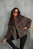 Black Shawl Lapel Short Fitted Faux Fur