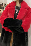 Fuchsia and Orange Fluffy Faux Fur Long Coat