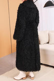 Black Open Front Faux Fur Maxi Women's Coat