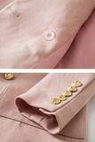 Pink Notched Lapel Double Breasted Women's Blazer