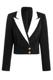 Black Notched Lapel Short Women's Blazer