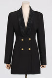 Sparkly Black Shawl Lapel Backless Beading Women's Blazer