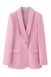 Pink Shawl Lapel One Button 2 Pieces Women Suits