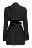 Black Cut-out Slim Fit Women Party Blazer