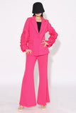 Fuchsia 2 Pieces Notched Lapel One Button Women Suits