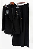 Black Shawl Lapel 2 Pieces Women Suits with Butterflies