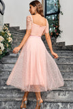 Pink A Line Maxi Formal Dress With Lace