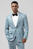 Light Blue Notched Lapel 2 Piece Jacquard Men's Prom Suits