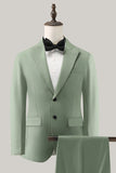 Grey Green 2 Piece Peak Lapel Single Breasted Men's Prom Suits