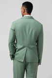 Grey Green Peak Lapel Single Breasted 2 Piece Men's Prom Suits