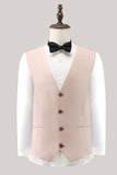 Light Khaki Peak Lapel One Button 3 Piece Prom Suits