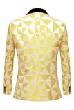 Yellow Shawl Lapel 2 Piece Geometrical Men's Suits