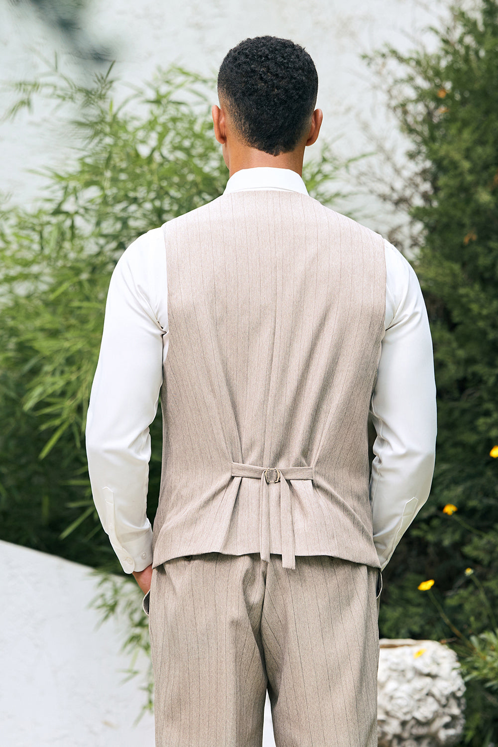 thumbnail image 2 of Custom Made 3-Piece Pinstripe Peak Lapel Men's Suit - Business Wedding Tuxedo 2 of 5